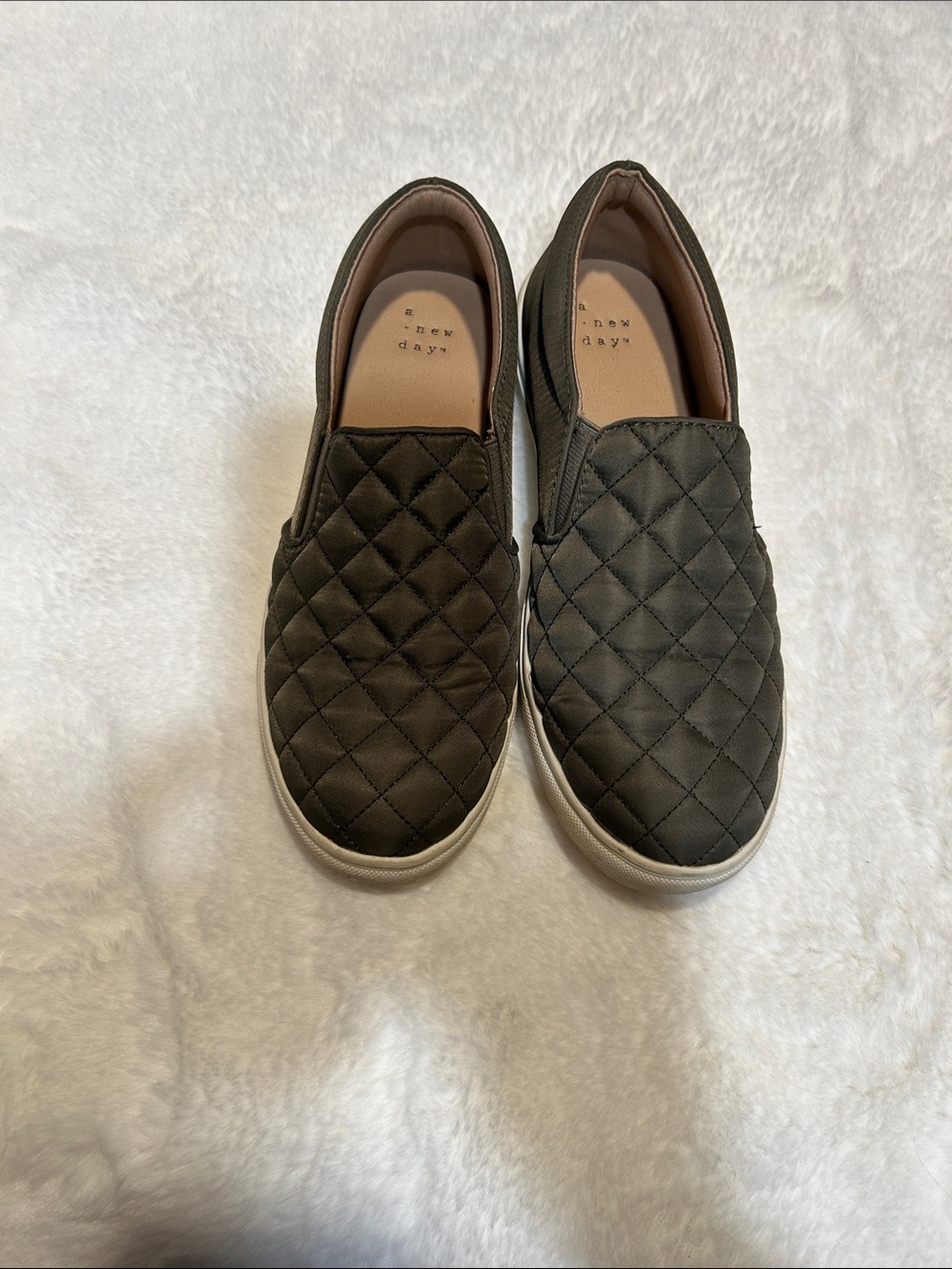 a new day Quilted Slip-On Loafers in Olive green